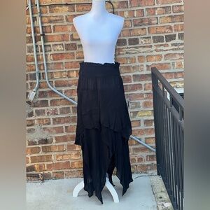 Free People Black Asymmetrical Maxi Skirt